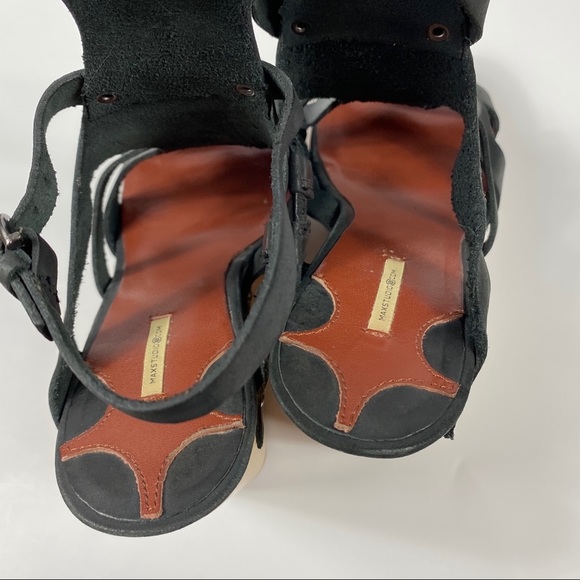 Max Studio Black Leather Wedges - Picture 5 of 6